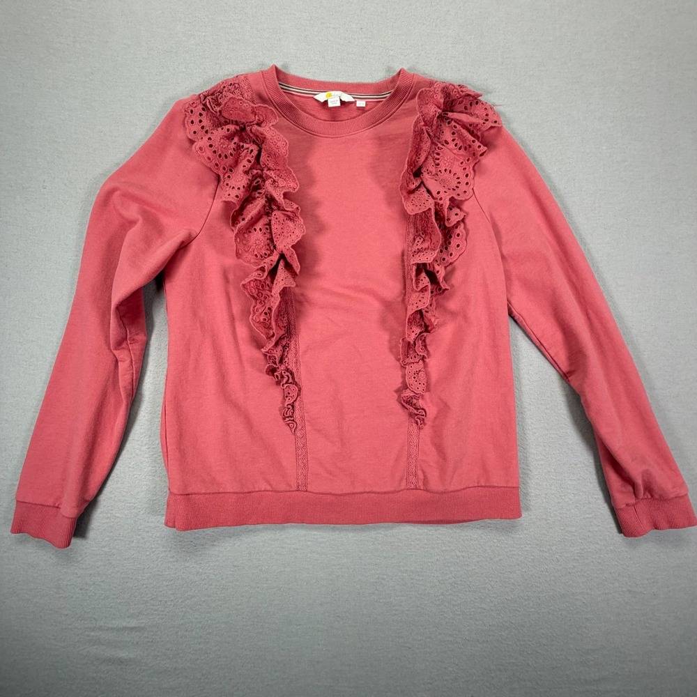 Boden Sweatshirt Women US 8‎ Pink Excellent Broderie Ruffle Eyelet